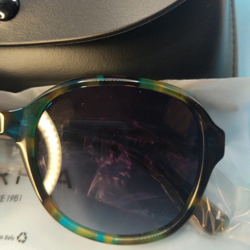 Carfia CA2024S Polarized Sunglasses Teal Tortoise Shell Round Frame Italy Design